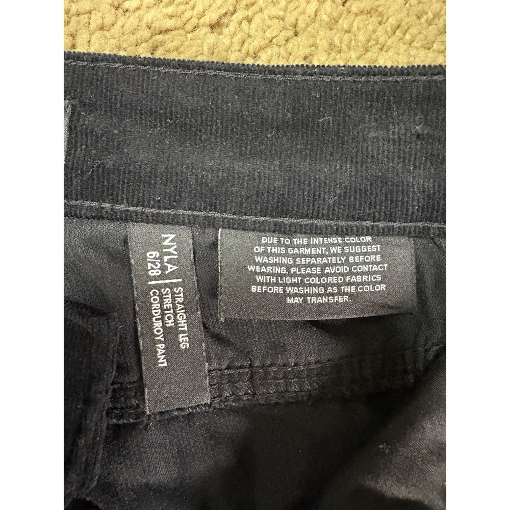 David Bitton Buffalo Nyla Corduroy Pants Women 6/28 Straight Leg Stretch Black - Picture 3 of 9
